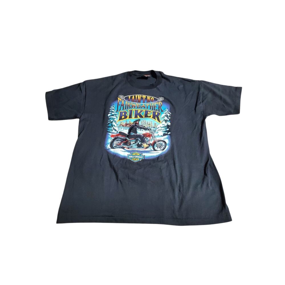 Single Stitch Harley Davidson Shirt L I Aint No Fairweather Biker Shirt Germany